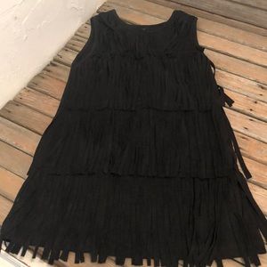 Flowers By Zoe fringe suede dress